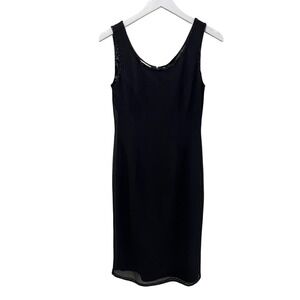 New Vtg SCALA Womens Dress S Black Beaded Sheer Sleeveless Cocktail Classy NYE